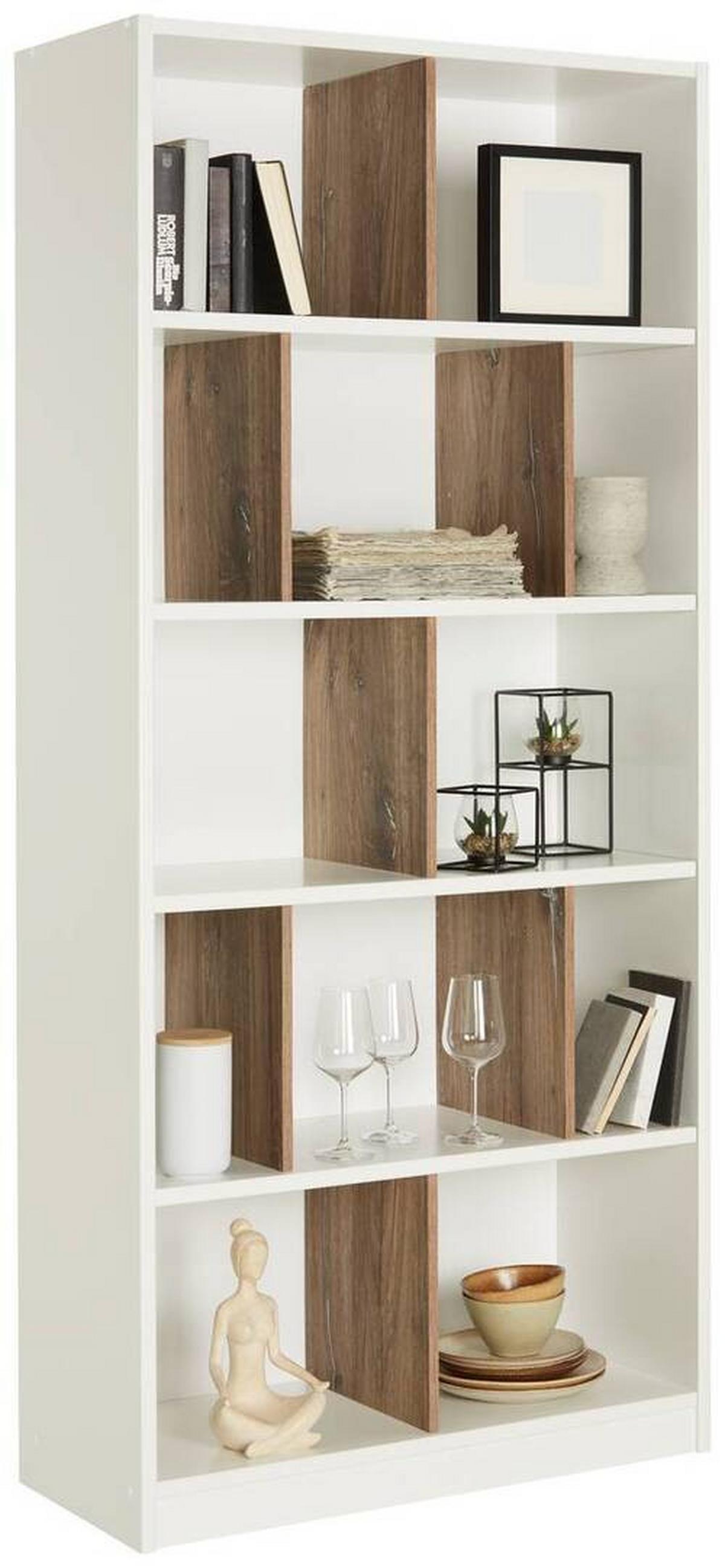 Regal in Weiss/Eichefarben - Eichefarben, Konventionell, Holzwerkstoff (90/198/38cm) - Mömax