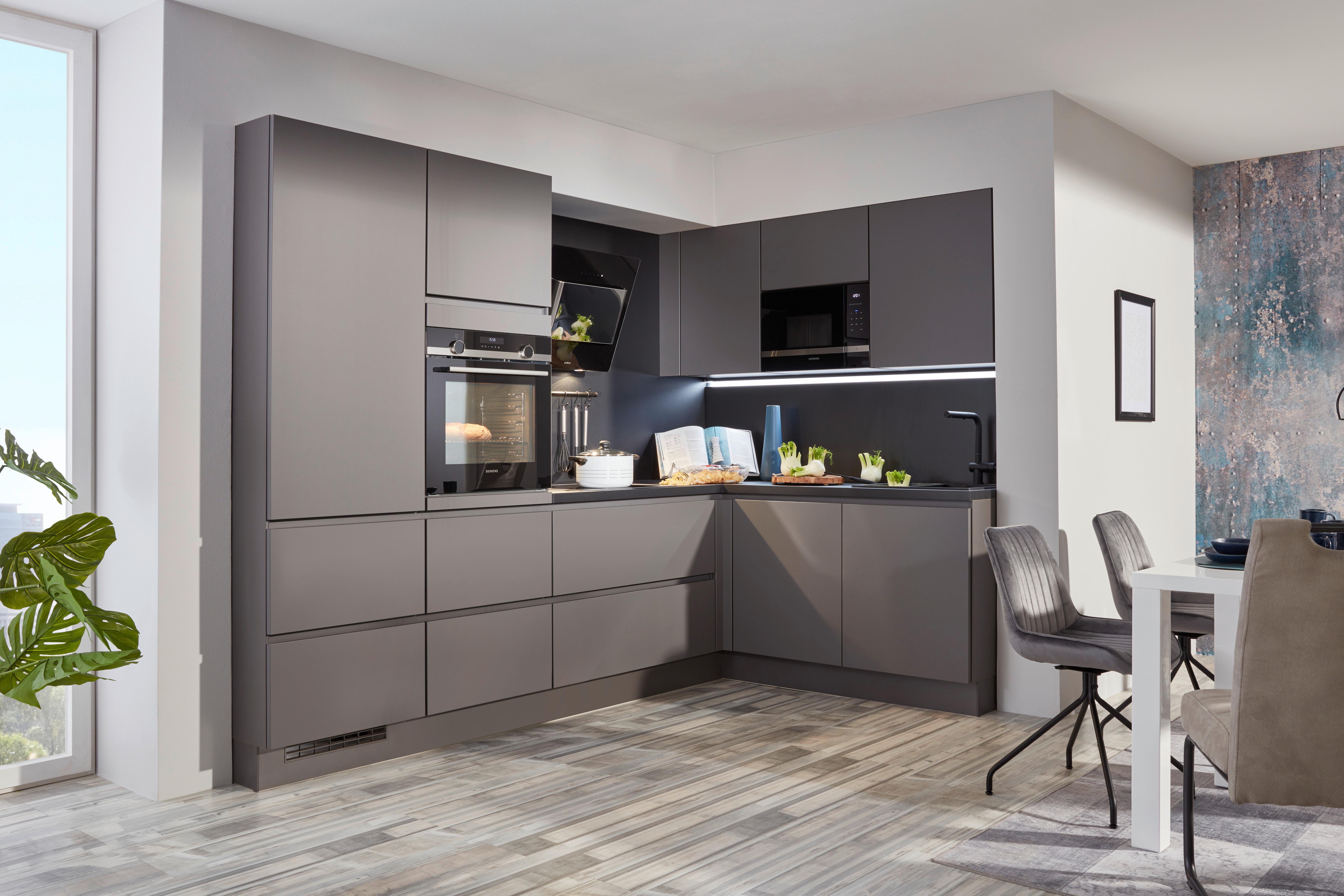 Eckküche Touch in Grau - Grau, KONVENTIONELL, Holzwerkstoff (285/185cm) - Nobilia