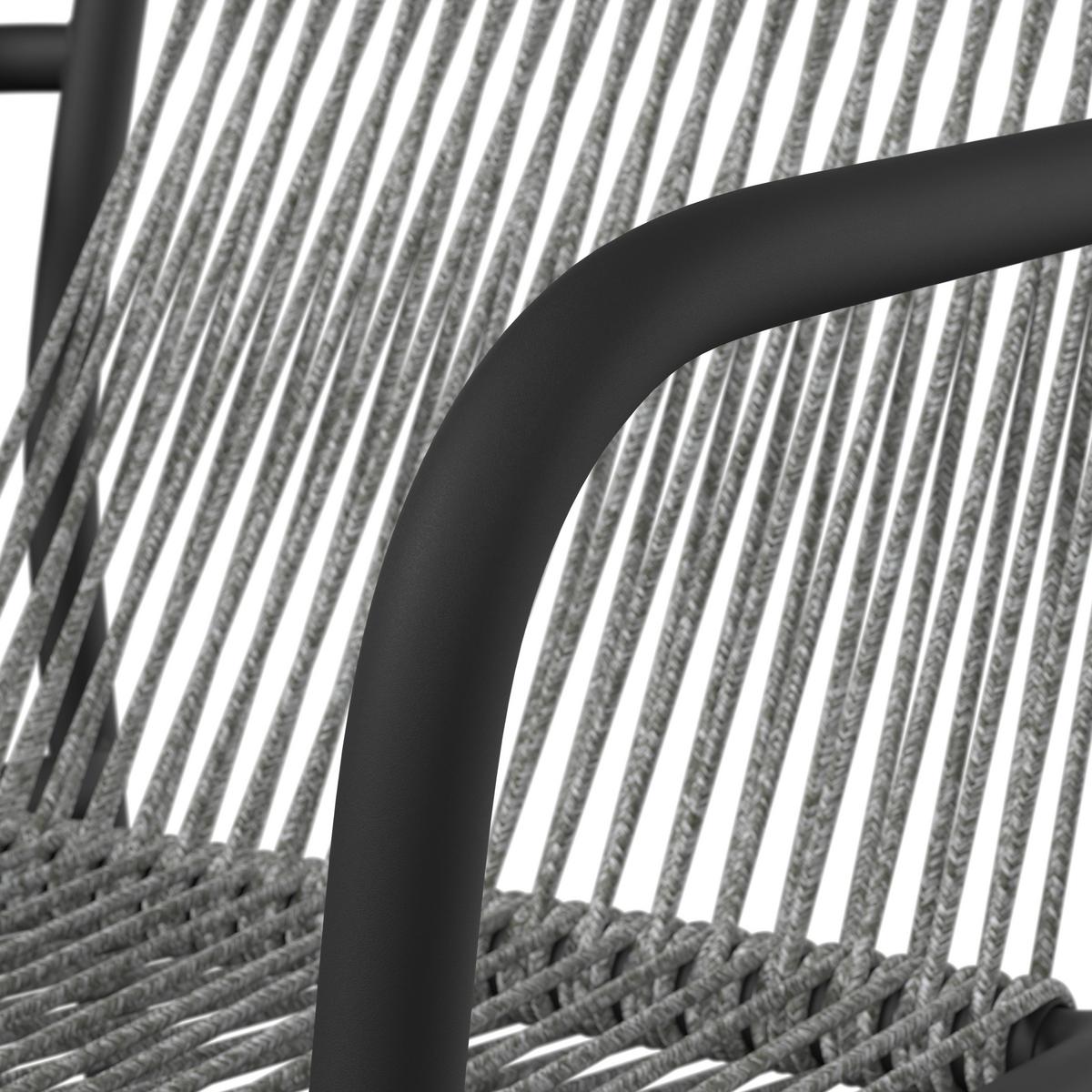 Gartensessel-Set 2-er Hellgrau aus Textil/Metall - Hellgrau/Schwarz, MODERN, Kunststoff/Textil (55/82/58cm) - Bessagi Garden