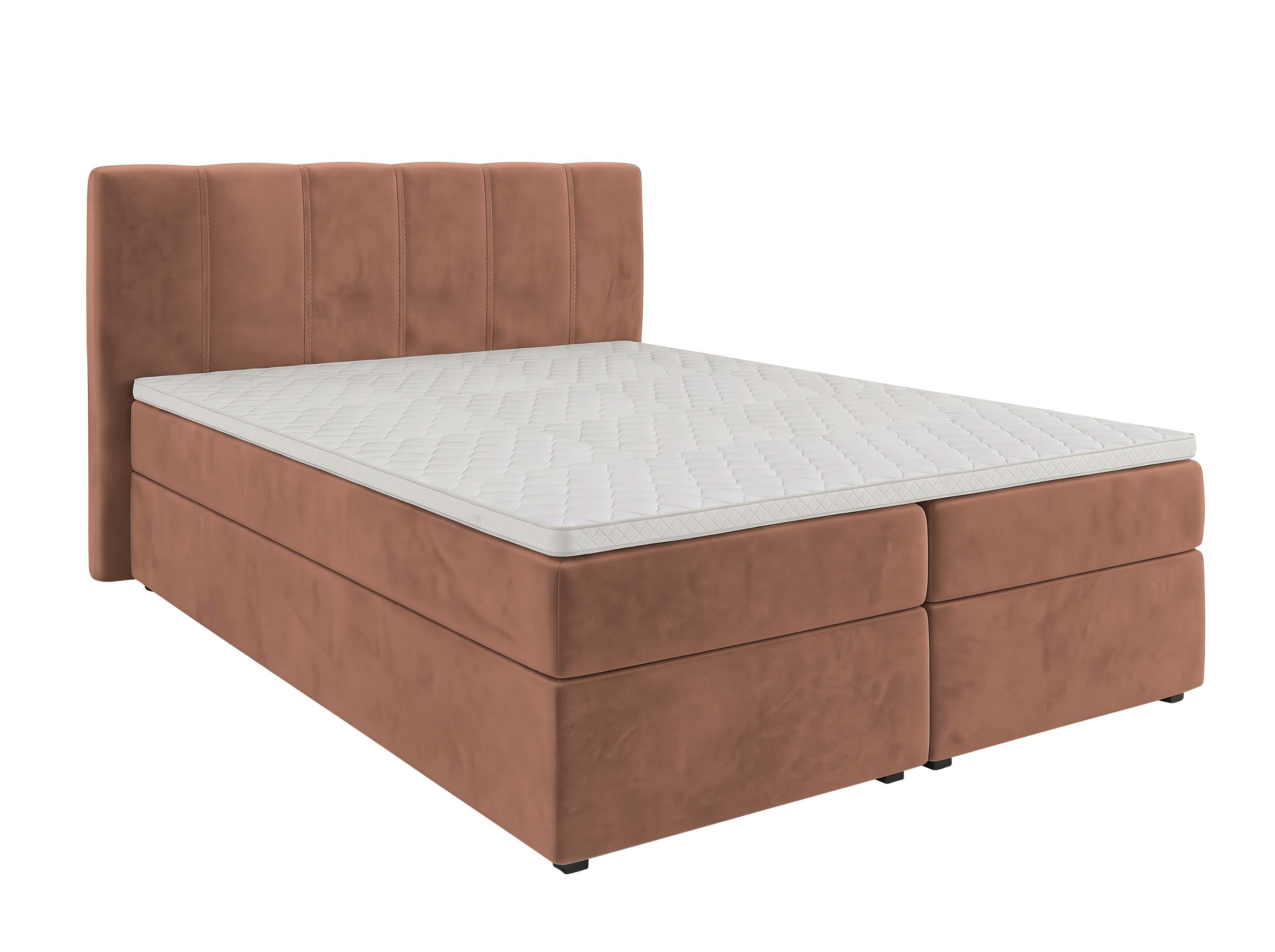 Boxbett Dana Hellbraun ca. 140x200cm - Hellbraun/Schwarz, Kunststoff/Textil (140/200cm) - Based