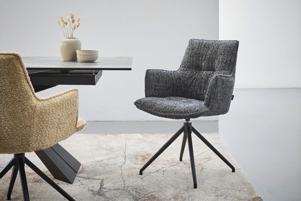 KRZESŁO Z PODŁOKIETNIKAMI OSAKA VENGA -EXKLUSIV- - ciemnoniebieski/czarny, Design, metal/tkanina (59/89,5/63cm) - Novel