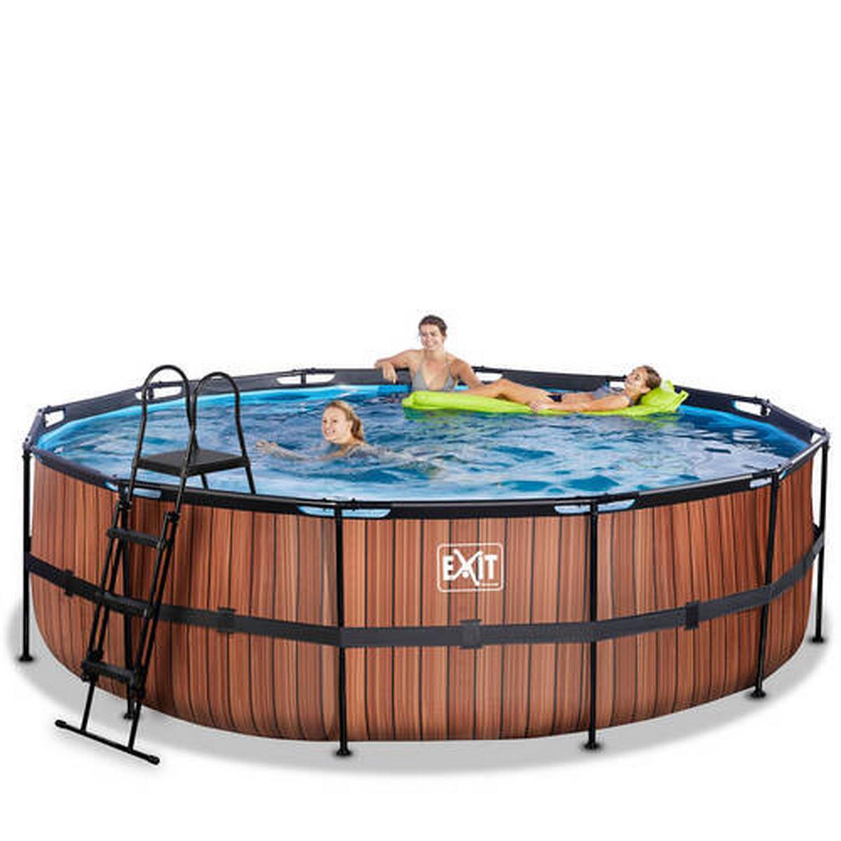 Bazen Exit Wood Pool, Črpalka S Peščenim Filtrom, Ø 488cm - rjava, Konvencionalno, kovina (488/122cm) - EXIT Toys