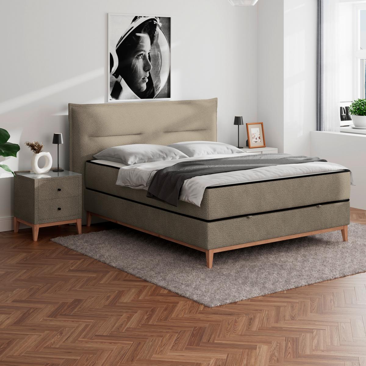 Pat box SMILE - taupe, Konventionell, lemn/metal (180/200cm) - Premium Living