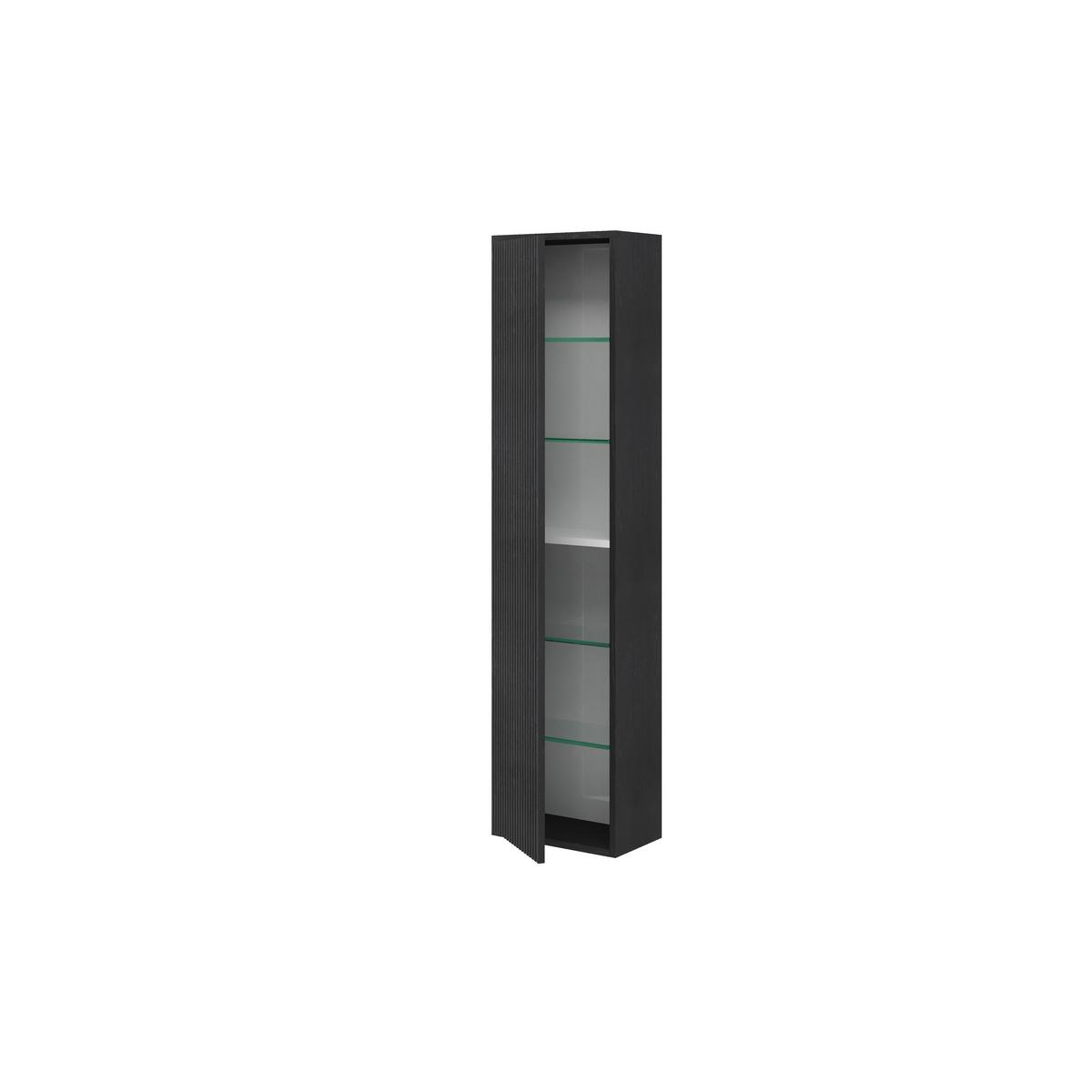 Dulap înalt Sidney - alb lucios intens/negru, Modern, ceramică/material pe bază de lemn (35/136/15cm)