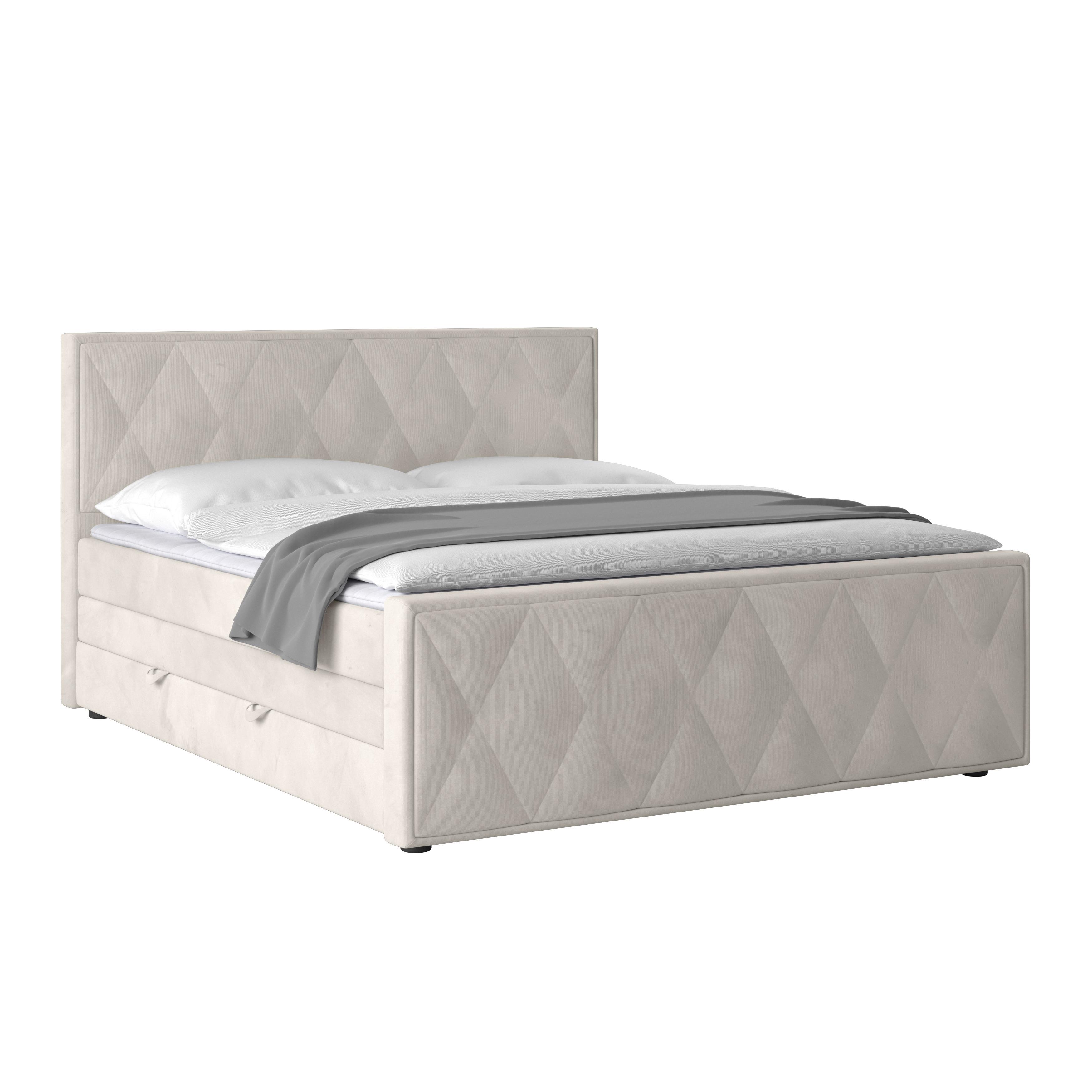 Boxspringbett Porto ca. 180x200 cm Weiß - Schwarz/Weiß, MODERN, Karton/Holzwerkstoff (180/200cm) - MID.YOU