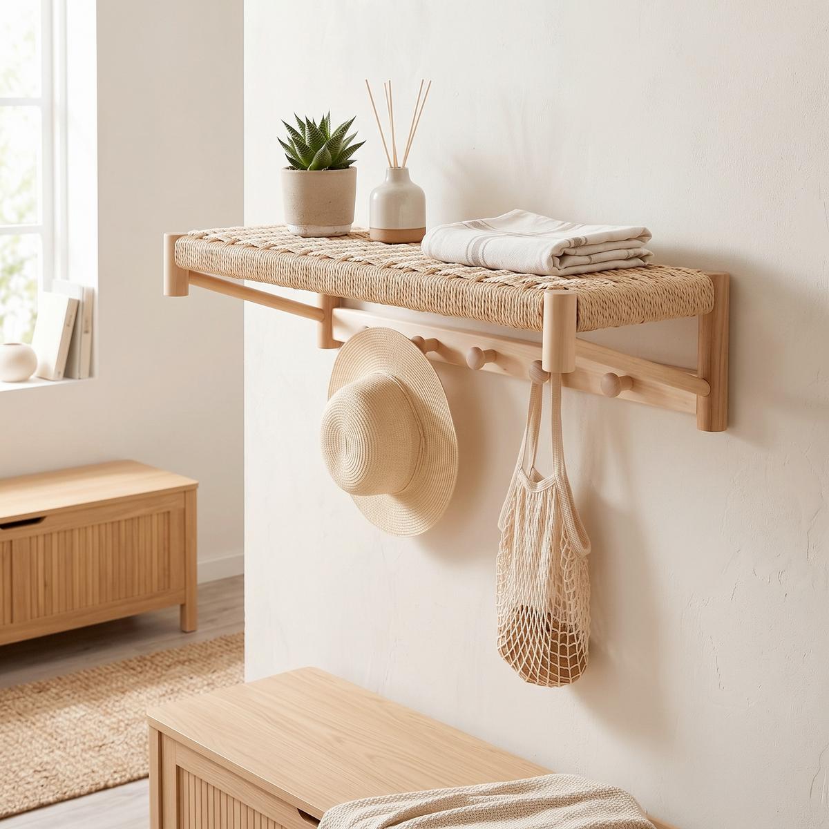 Dekowandregal Abana hat Shelf Naturfarben - Naturfarben, Basics, Naturmaterialien/Holz (78/17/31cm)
