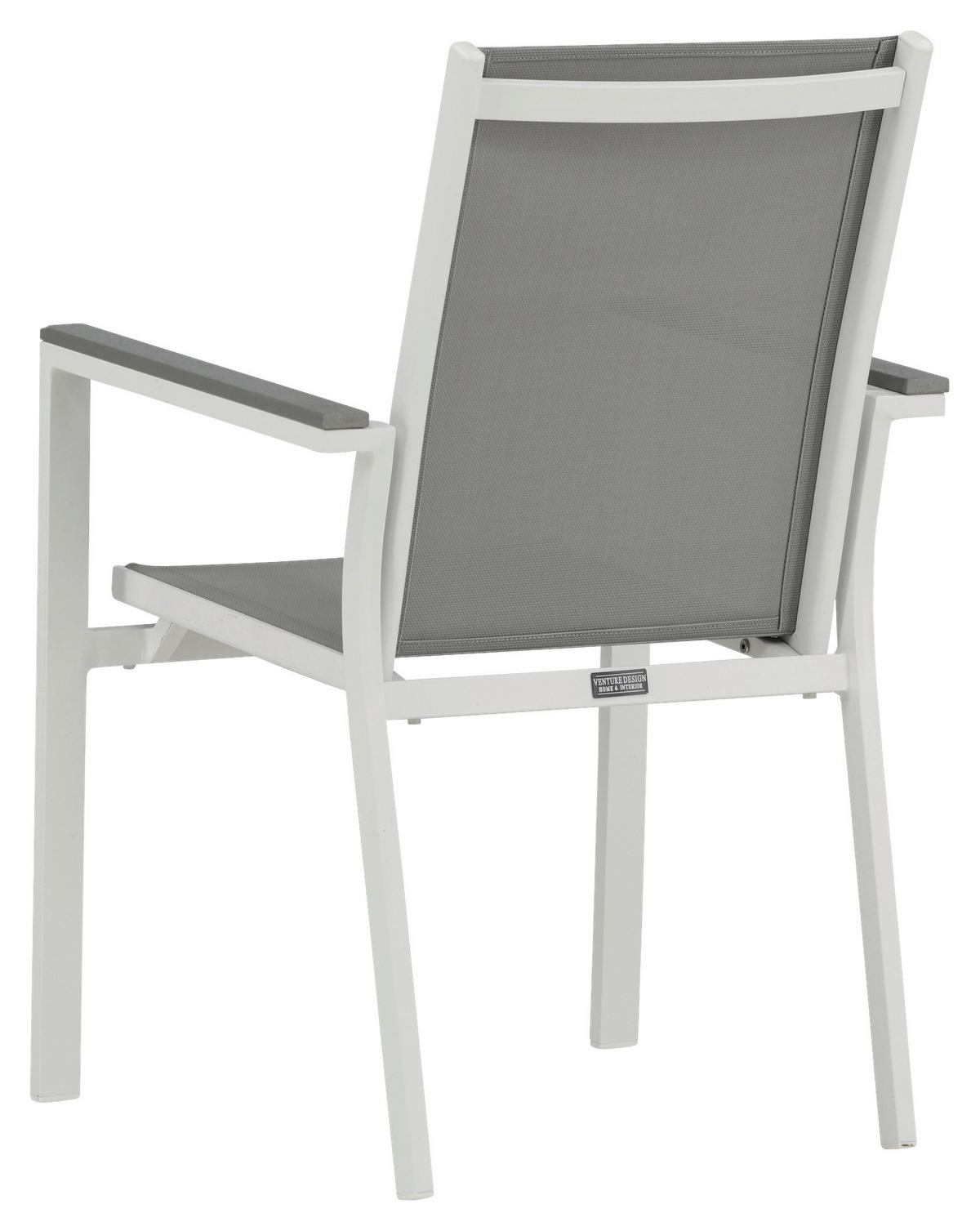 Gartenstuhl 2er-Set Parma ca. 57x90x60 cm Grau/Weiß - Weiß/Grau, KONVENTIONELL, Textil/Metall (57/90/60cm) - Gardenson