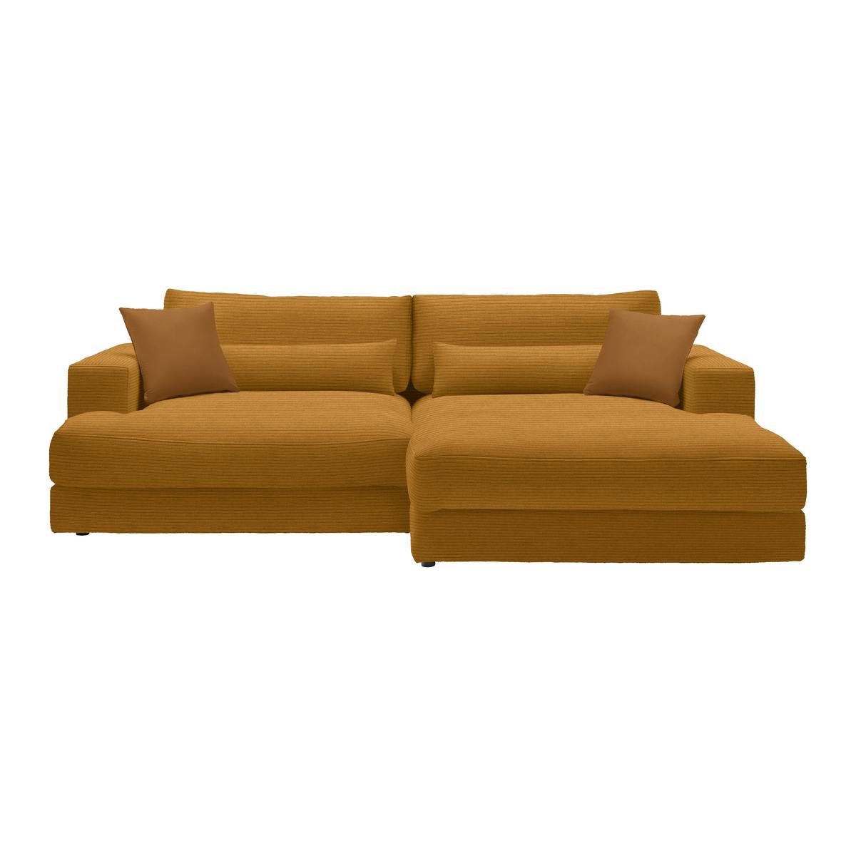 Ecksofa Fabiona rechts Senfgelb - Senfgelb/Schwarz, MODERN, Holz/Kunststoff (268/85/194cm) - Premium Living