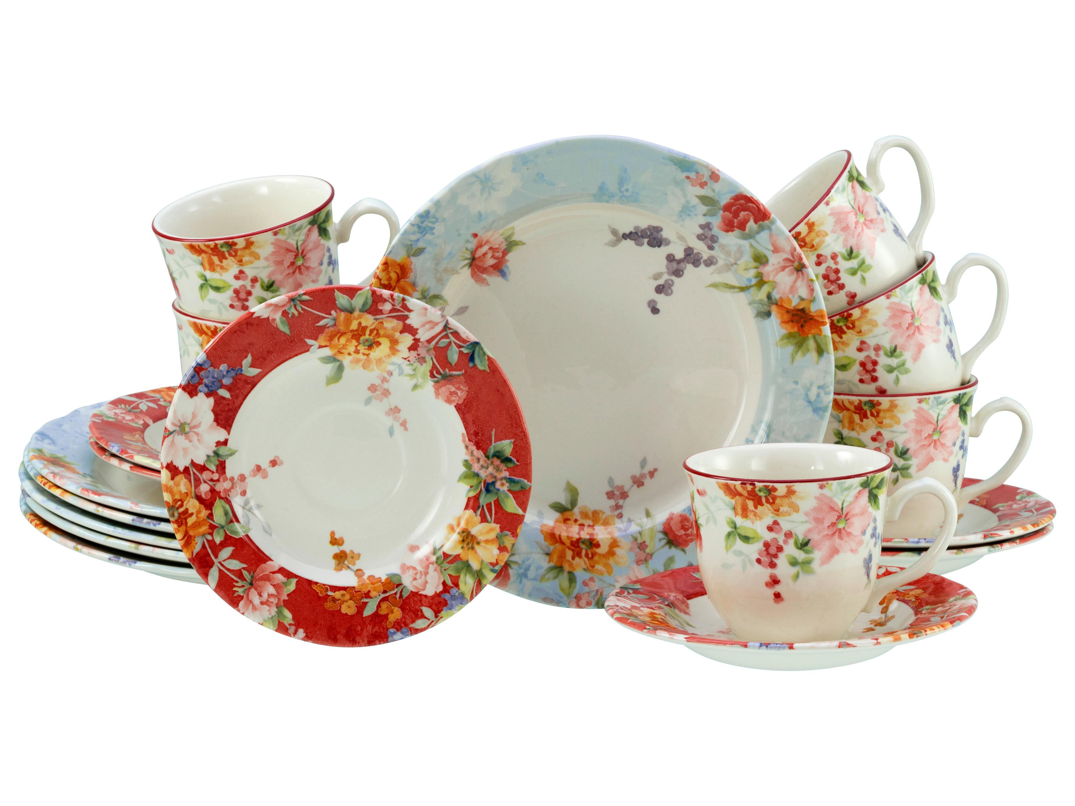 Kavni Servis Crimson Bunt, 18-Delni - večbarvno, Basics, keramika - Creatable