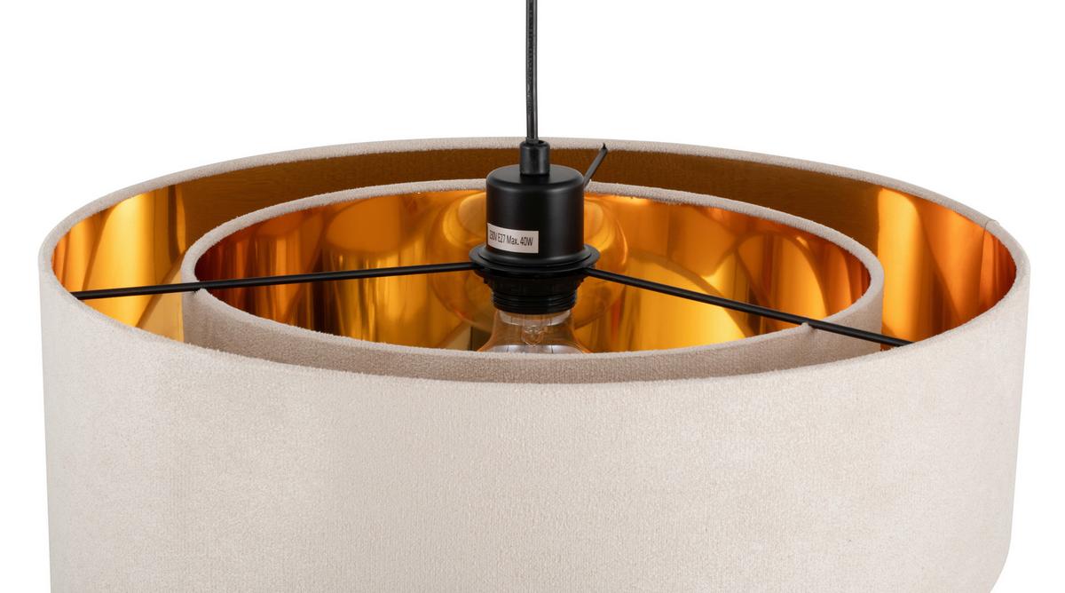 LAMPA WISZĄCA PAULA - biały/kolor złoty, Trend, metal/tkanina (45/130cm) - Novel