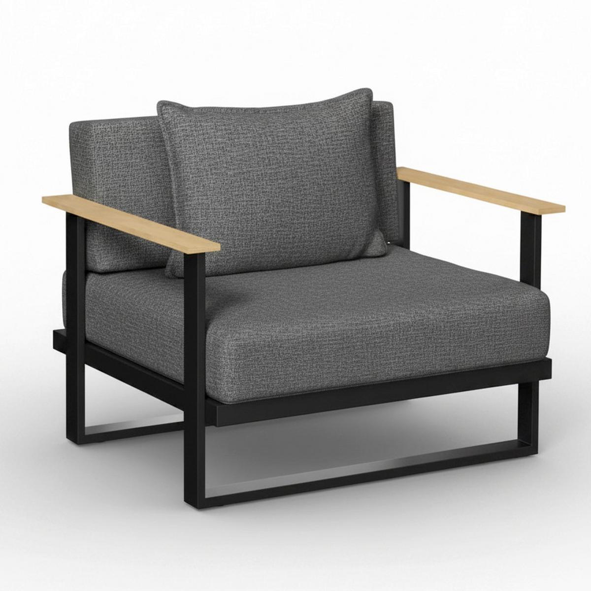 Loungegarnitur Fabrizia Grau Outdoorstoff/Metall/Holz - Grau, MODERN, Holz/Textil - Bessagi Garden