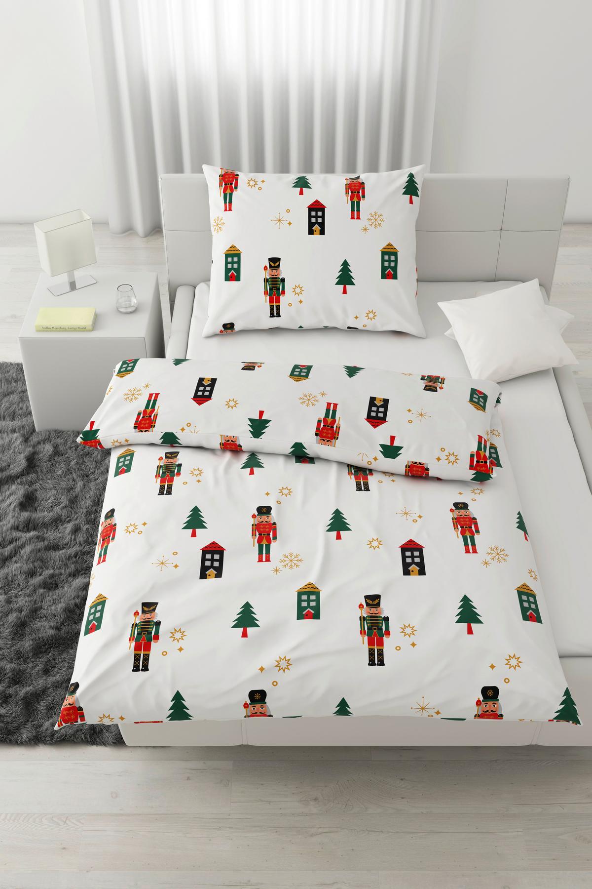 Ágyneműhuzat-garnitúra Nussknacker - piros/fehér, textil (140/200cm) - Modern Living