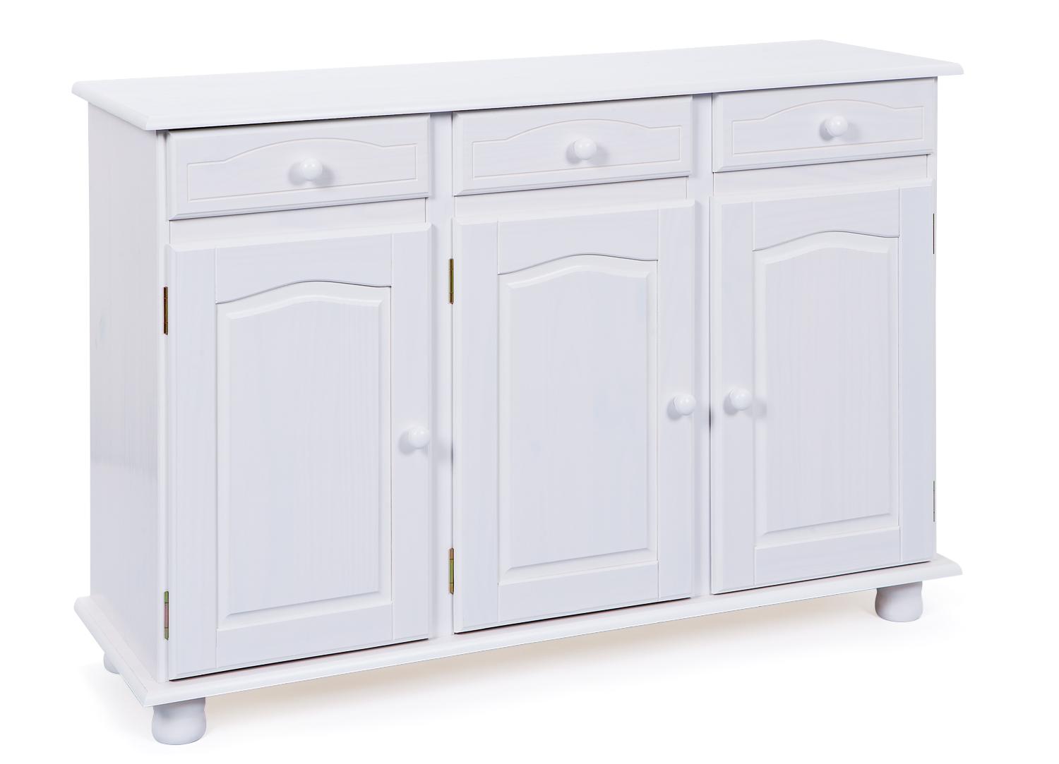 Komoda Livio, Bela, Masiven Bor - bela, Trendi, les (130/87/43cm) - Livetastic