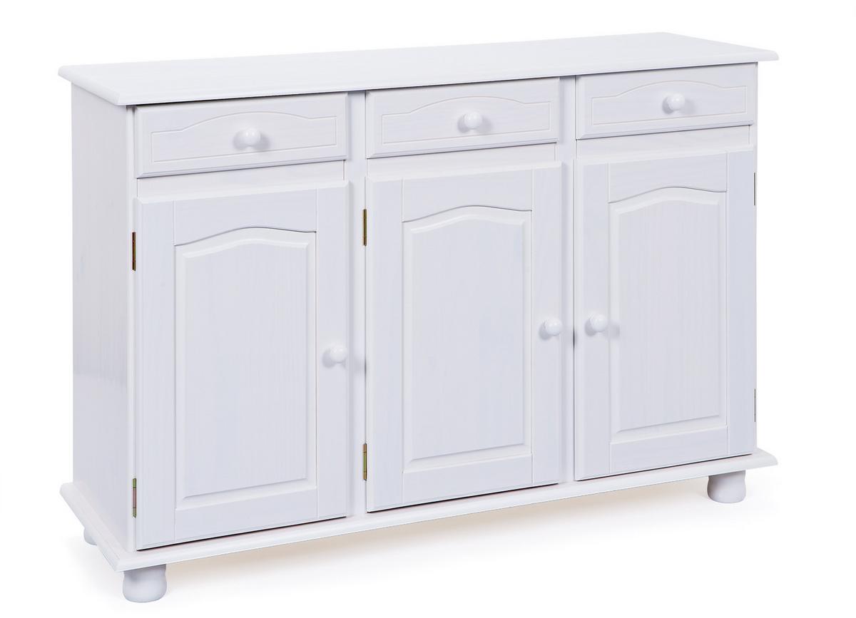 Komoda Livio, Bela, Masiven Bor - bela, Trendi, les (130/87/43cm) - Livetastic