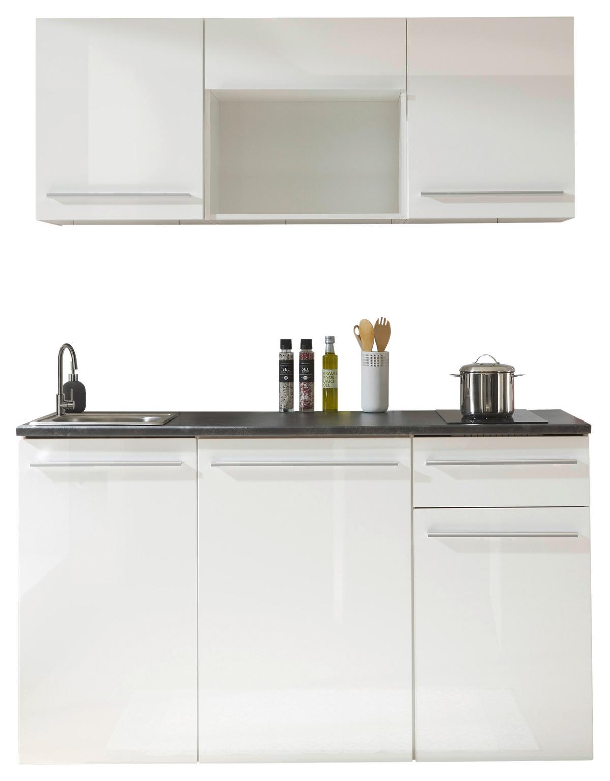 Konyhablokk Gépek Nélkül Jazz Single Z 160 White - barna/ezüstszínű, Trend, műanyag/faalapú anyag (160cm)