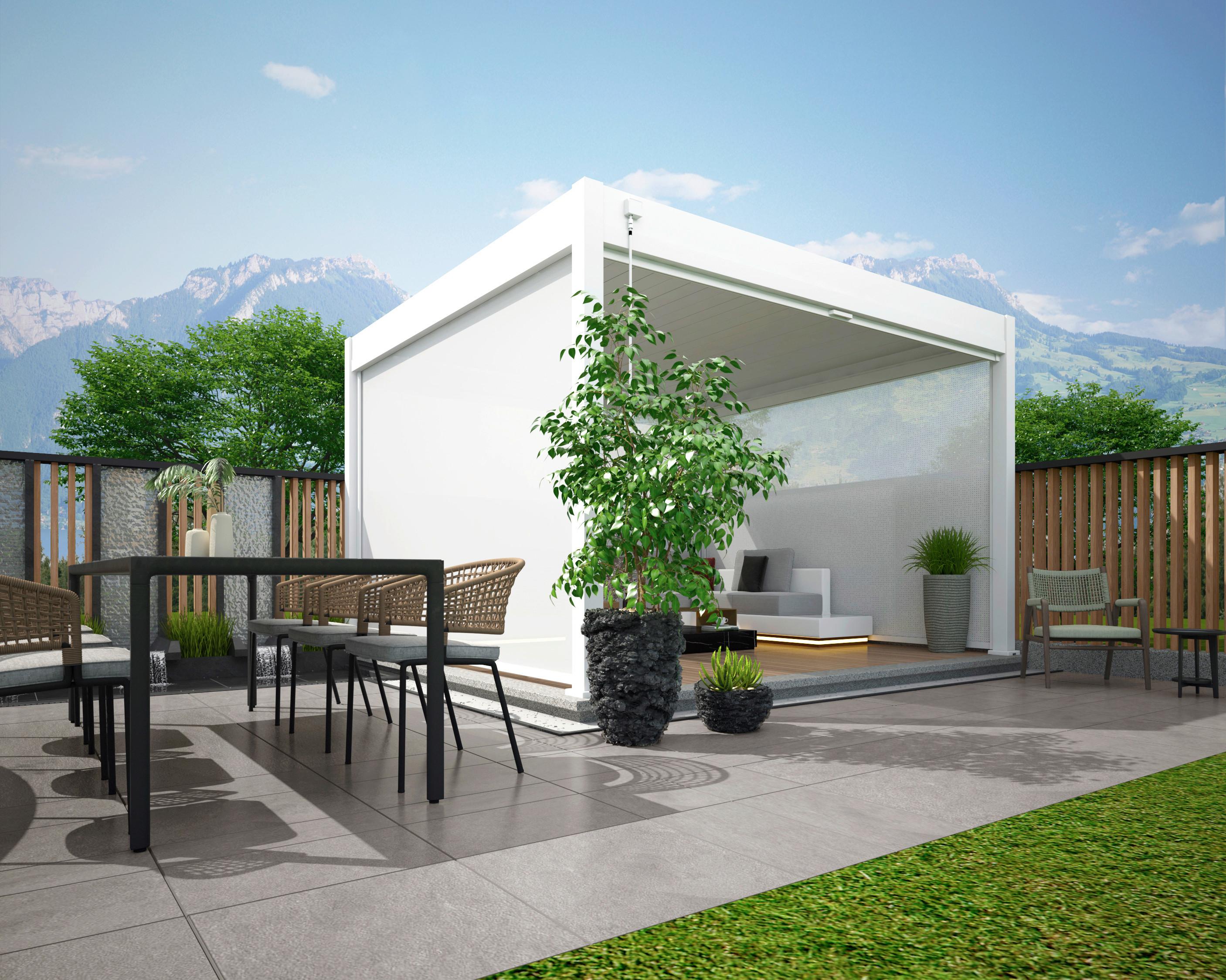Pavillon Rollo für Deluxe ca. 400x235x10 cm Weiß - Weiß, Basics, Textil/Metall (400/235/10cm) - Gardenson