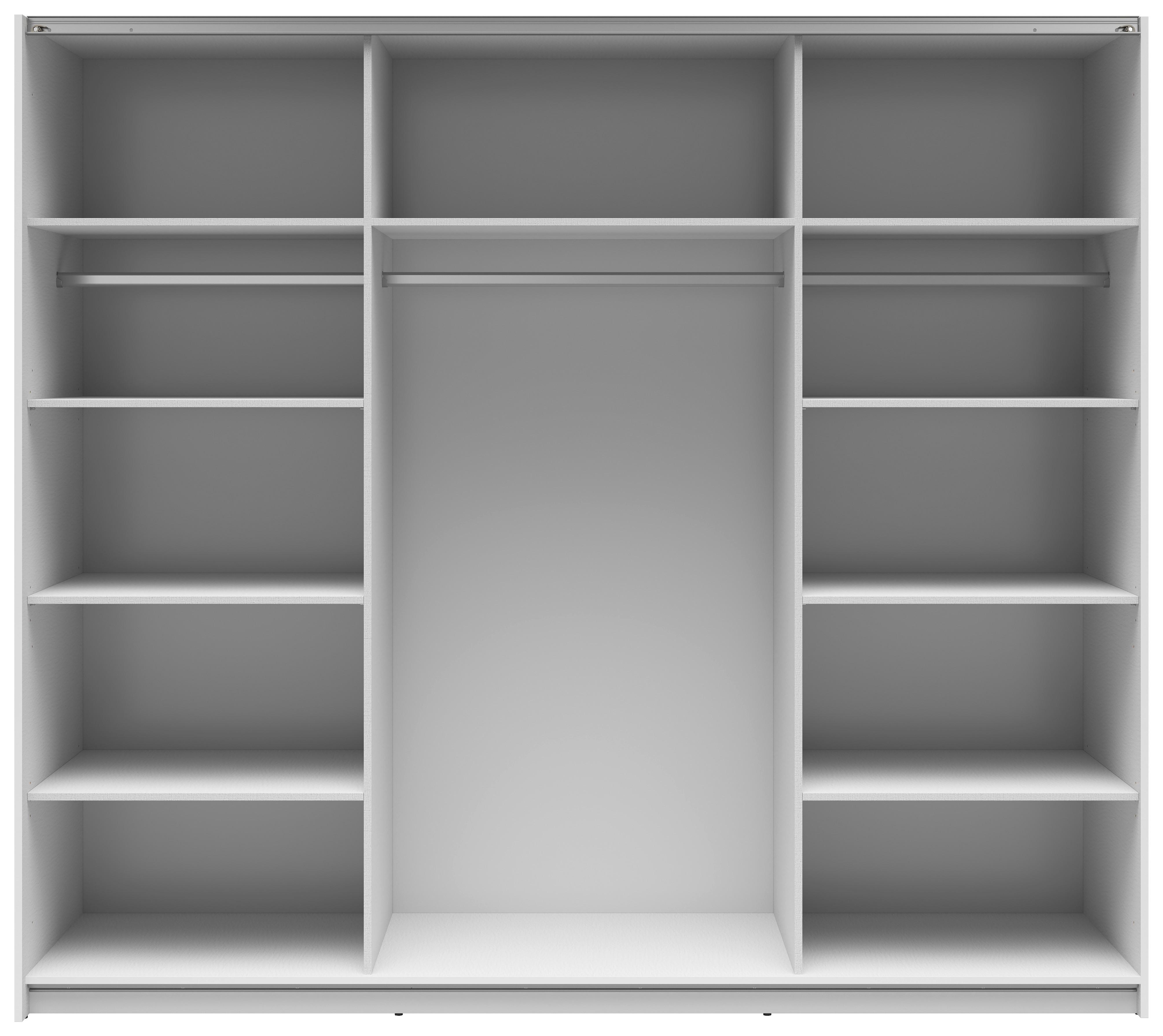 Ormar S Kliznim Vratima Tetrix - bijela visoki sjaj/prozirno, Moderno, staklo/drvni materijal (220/195,5/60cm) - Modern Living