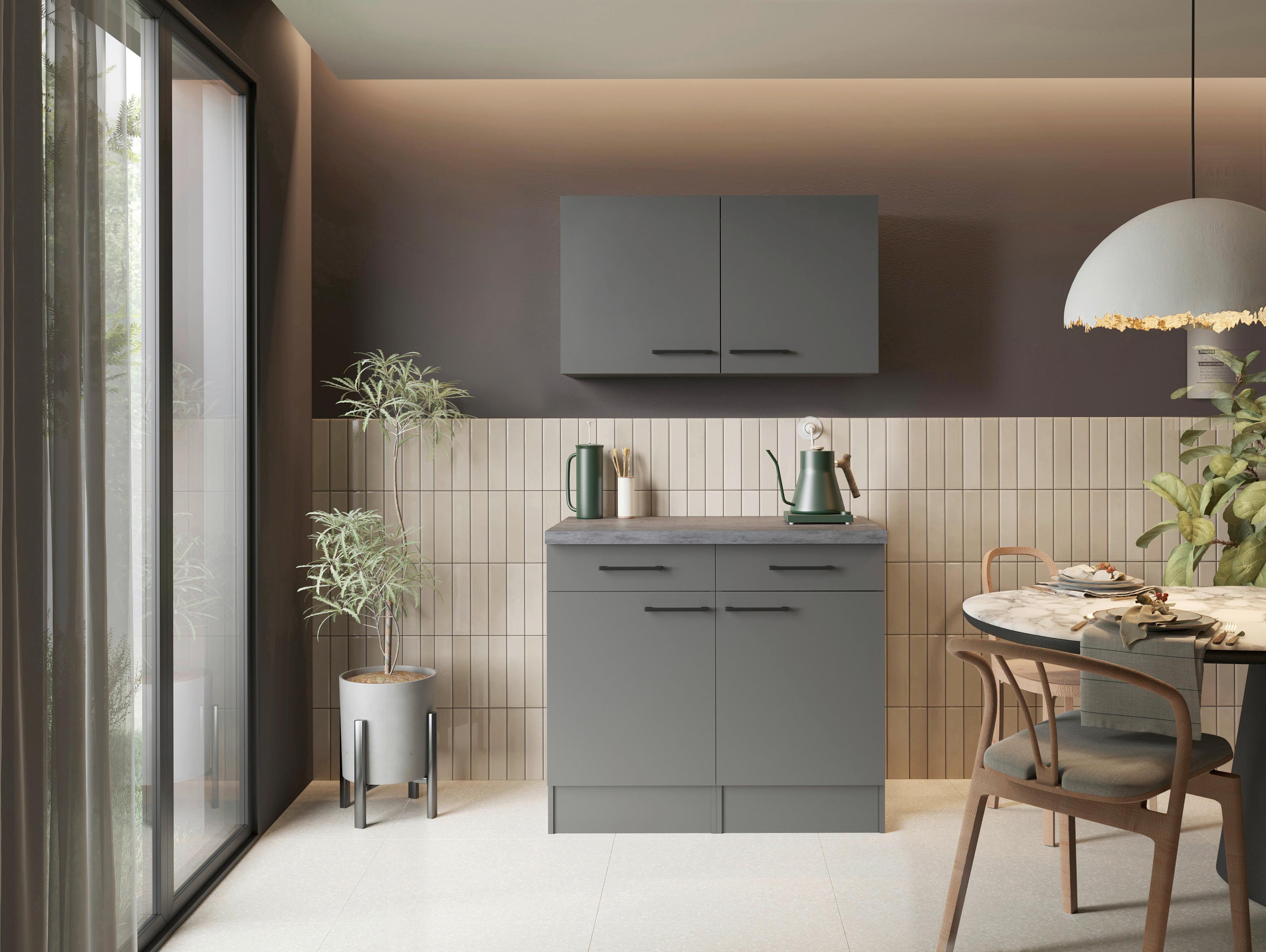 Buffet Oliver Grau - Schwarz/Eiche Artisan, Trend, Holzwerkstoff/Metall (100/200/60cm) - Respekta
