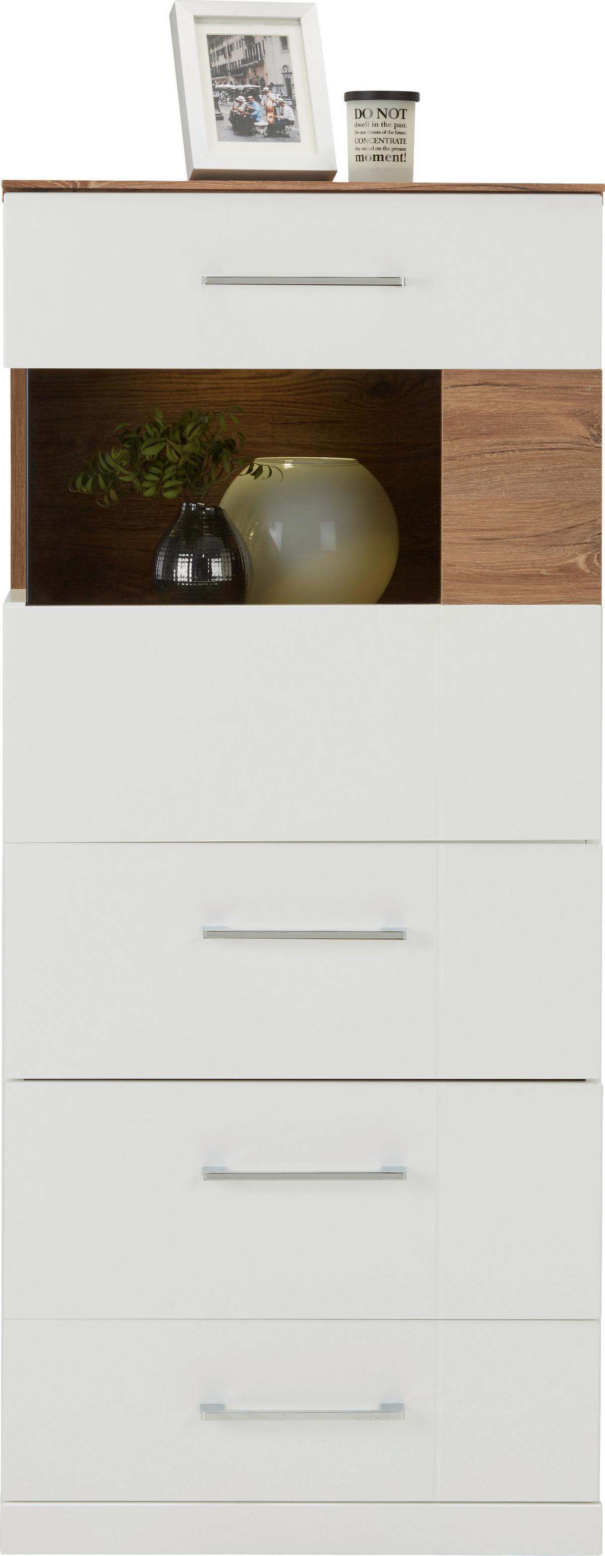 Kommode in Weiss Hochglanz - Weiss, Modern, Holz (60/137/40cm) - Premium Living