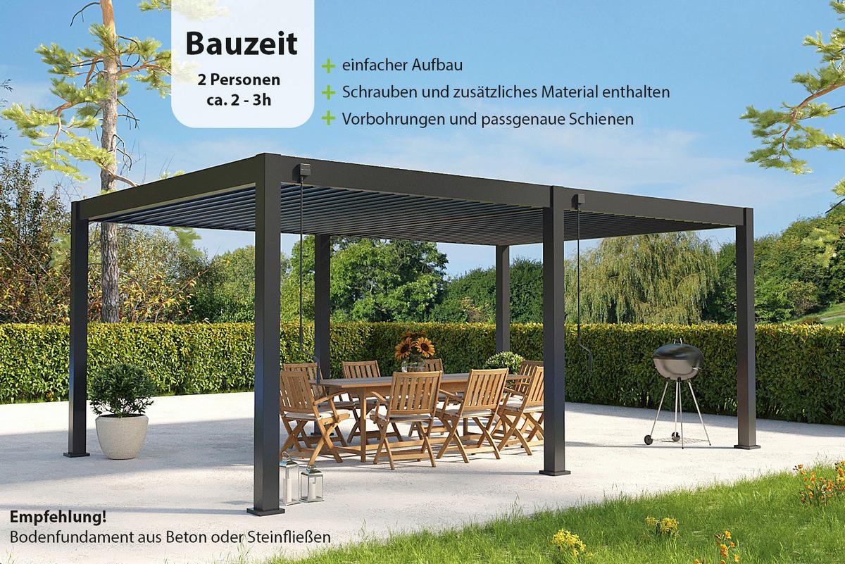 PERGOLA DELUXE PLUS 4X6M ANTHRAZIT - Anthrazit, Basics, Metall (600/255/400cm) - Gardenson