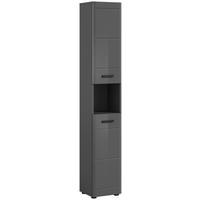Hochschrank Soft ca. 30x180 cm Grau hochglanz - Grau Hochglanz/Schwarz, MODERN, Holzwerkstoff/Kunststoff (30/180/30cm) - MID.YOU