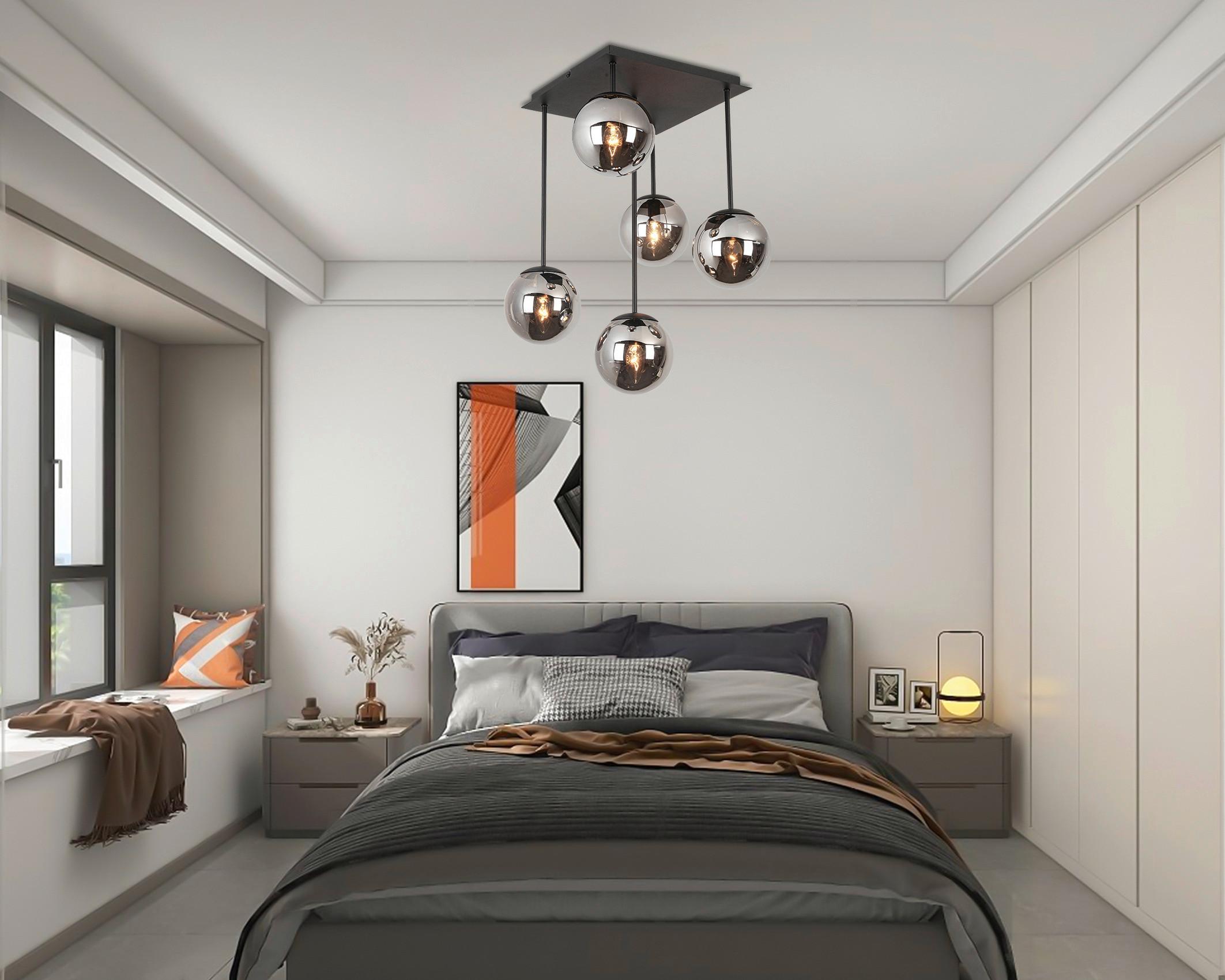 Deckenleuchte Lip Schwarz/Chromfarben - Chromfarben/Schwarz, MODERN, Glas/Metall (41/41/61cm) - Mömax