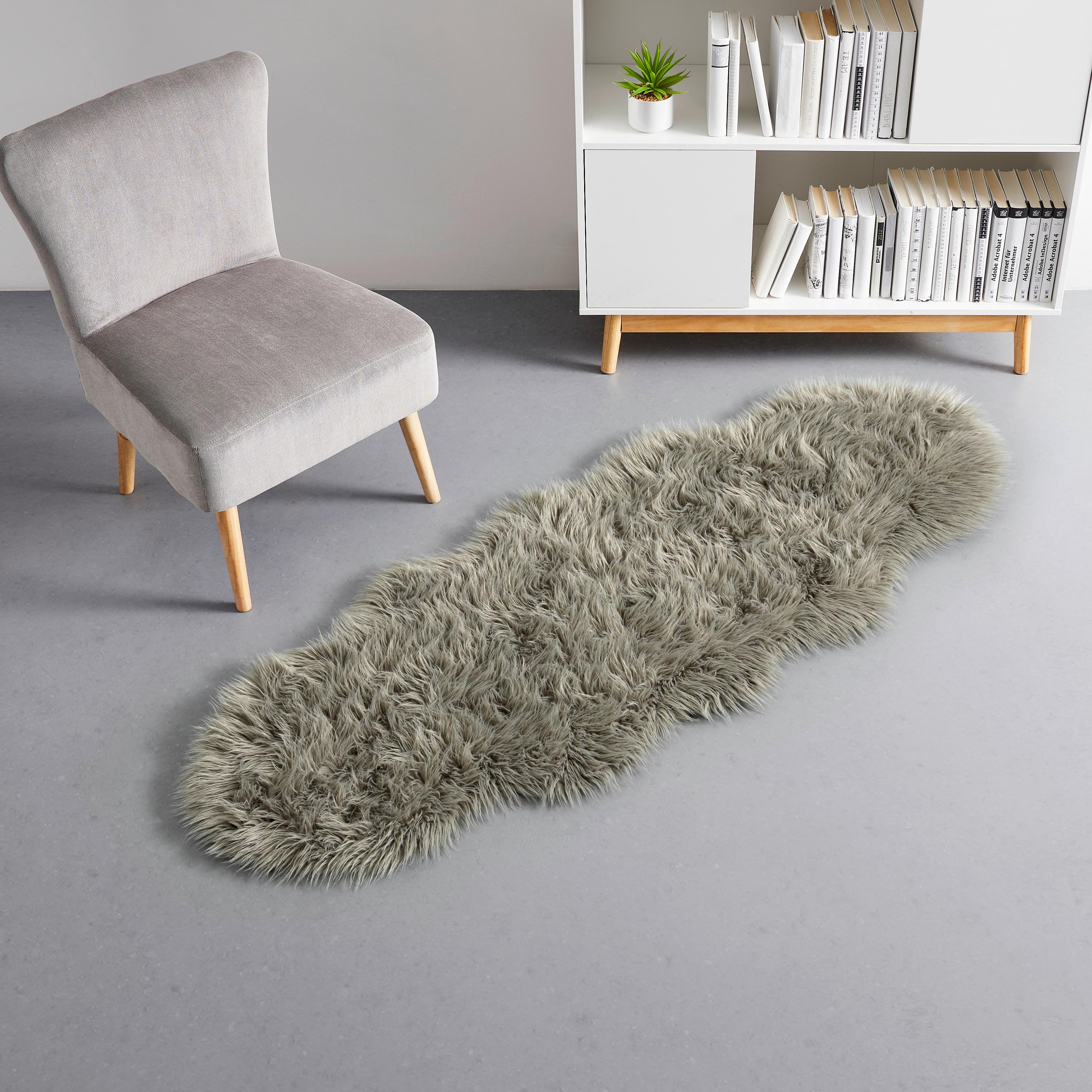 Schaffell Dacio in Grau - Grau, MODERN, Textil (160/60cm) - Bessagi Home