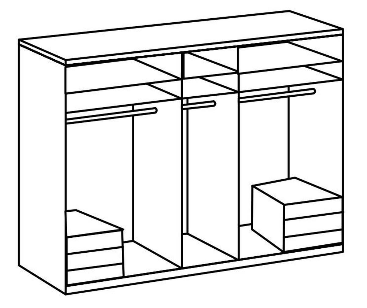 Drehtürenschrank 250cm Level, Graphit/Eiche Dekor - Chromfarben/Eichefarben, MODERN, Holzwerkstoff (250/236/58cm) - MID.YOU