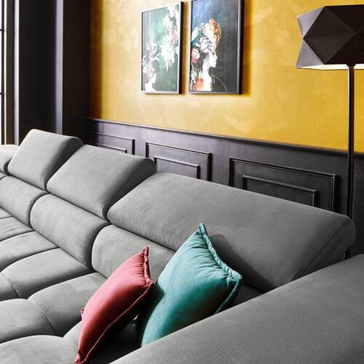 Coltar IMPERIA -EXKLUSIV- - gri, Design, textil (216/385/177cm) - Modern Living