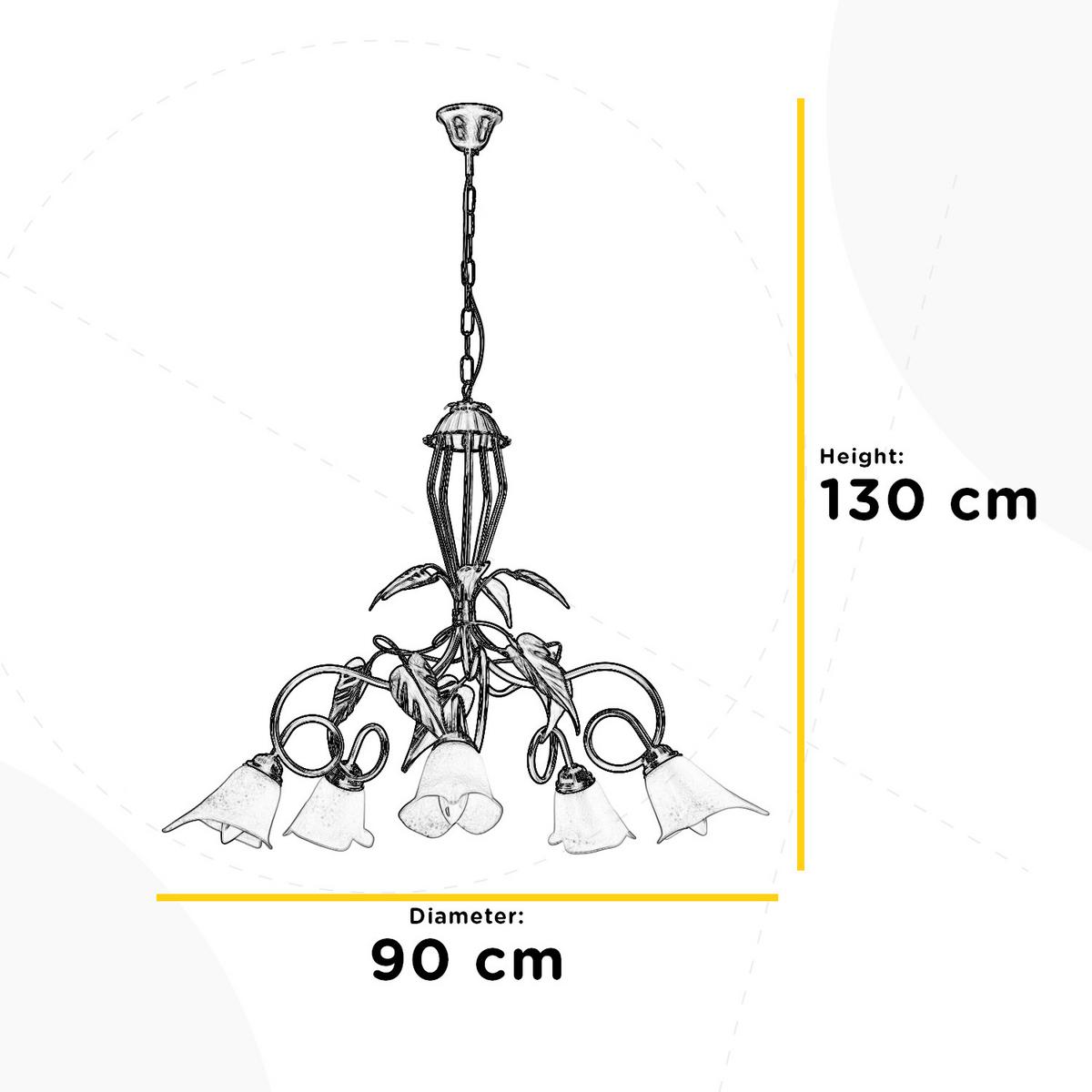 Kronleuchter Miranda Bronze/Olivgün max. 6 Watt - Bronzefarben/Olivgrün, KONVENTIONELL, Glas/Metall (90/130cm)