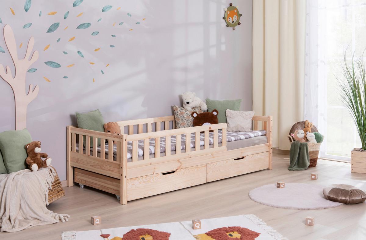 Hausbett Lou ca. 90x200 cm Holz - Naturfarben/Weiß, MODERN, Holz/Textil (90/200cm) - MID.YOU