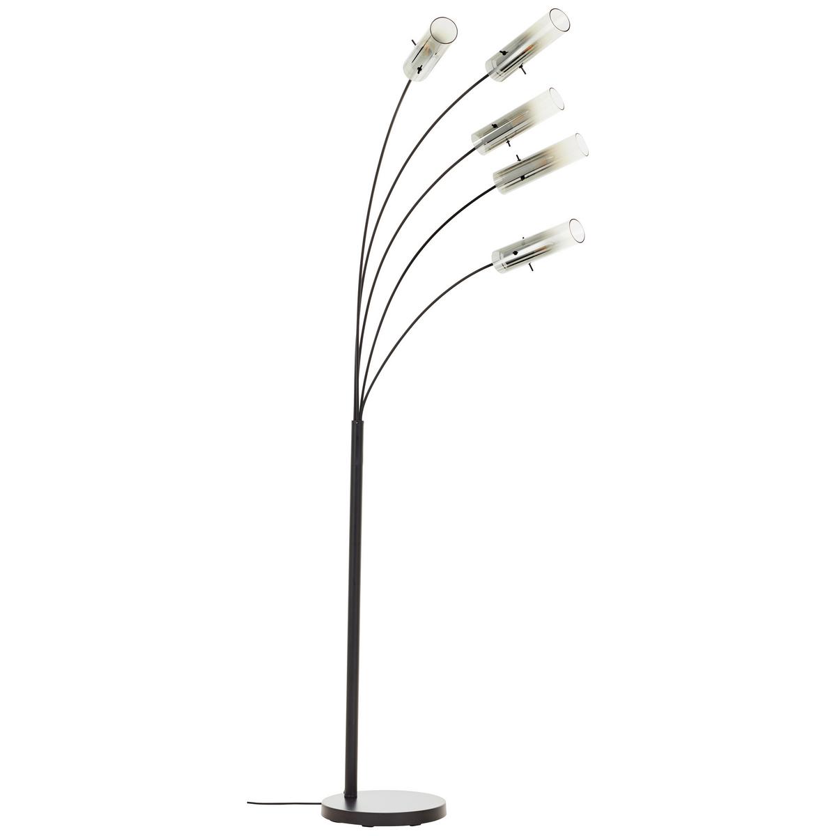 Bogenleuchte Glasini Schwarz max. 25 Watt - Schwarz/Grau, Design, Glas/Metall (200cm) - Brilliant