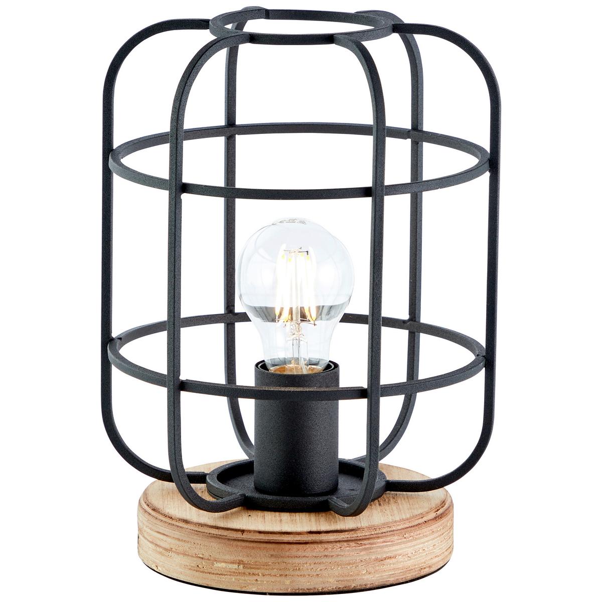 Tischleuchte Gwen Schwarz max. 40 Watt - Schwarz/Braun, Design, Holz/Metall (20/26,5cm) - Brilliant