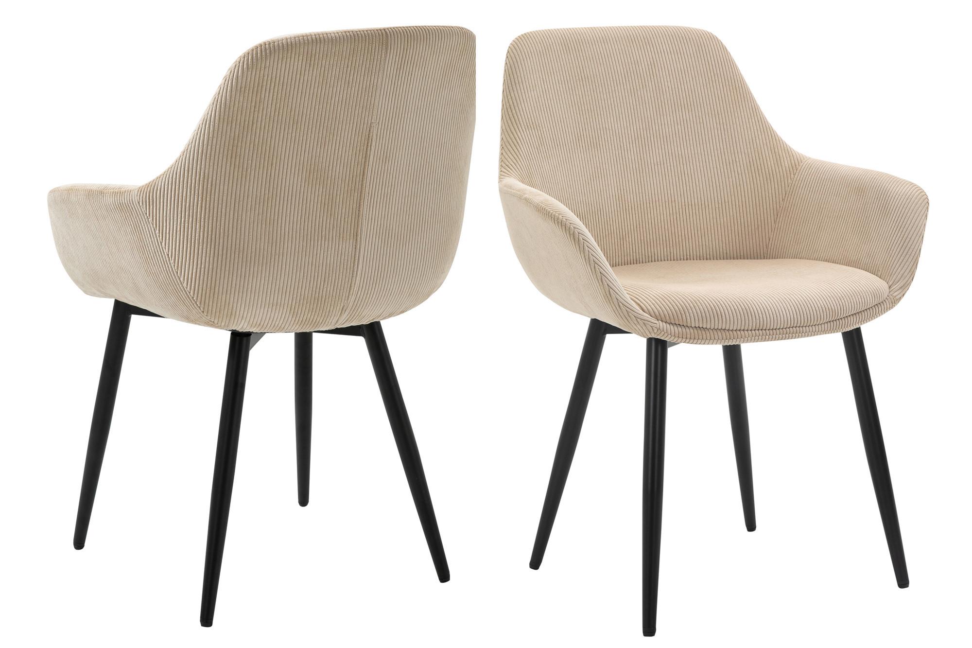 Set Naslanjačev Cord, Bež, 2-Delni - črna/bež, Moderno, kovina/tekstil (64/86/59cm) - Livetastic