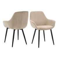 Set Naslanjačev Cord, Bež, 2-Delni - črna/bež, Moderno, kovina/tekstil (64/86/59cm) - Livetastic