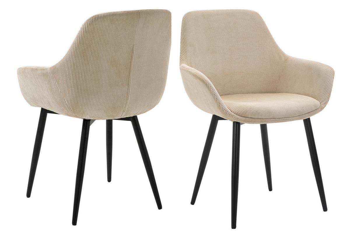 Set Naslanjačev Cord, Bež, 2-Delni - črna/bež, Moderno, kovina/tekstil (64/86/59cm) - Livetastic