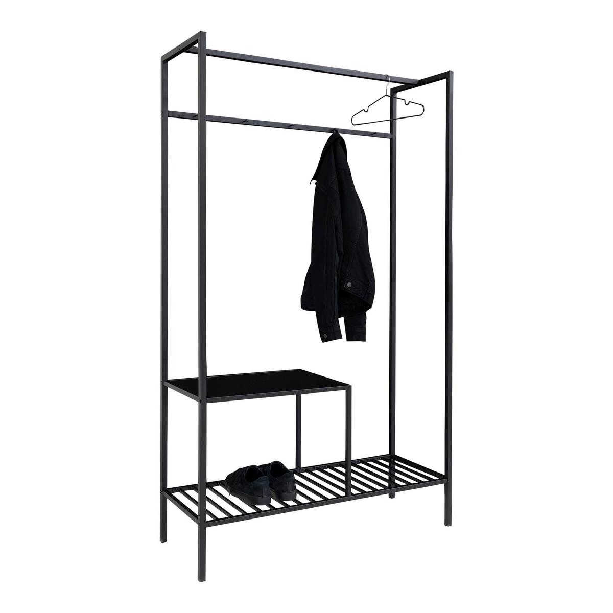 Garderobe Vita Schwarz - Schwarz, Basics, Holzwerkstoff/Metall (101/170/38cm) - MID.YOU