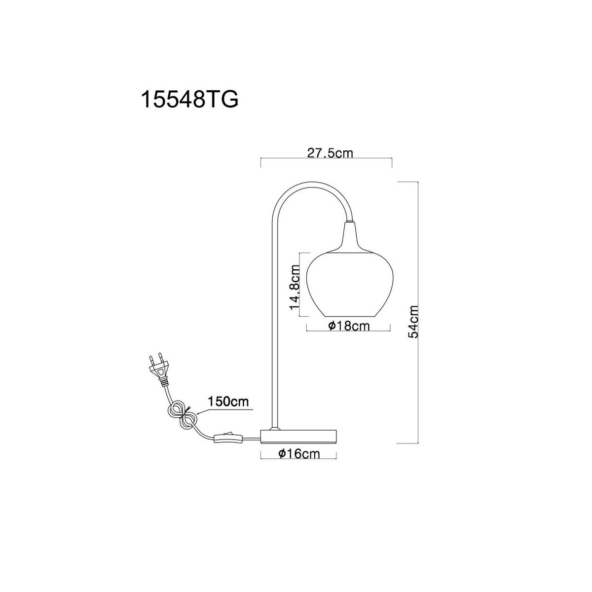 TISCHLEUCHTE 15548TG - Klar/Schwarz, Design, Glas/Metall (27,5/16/54cm) - Globo