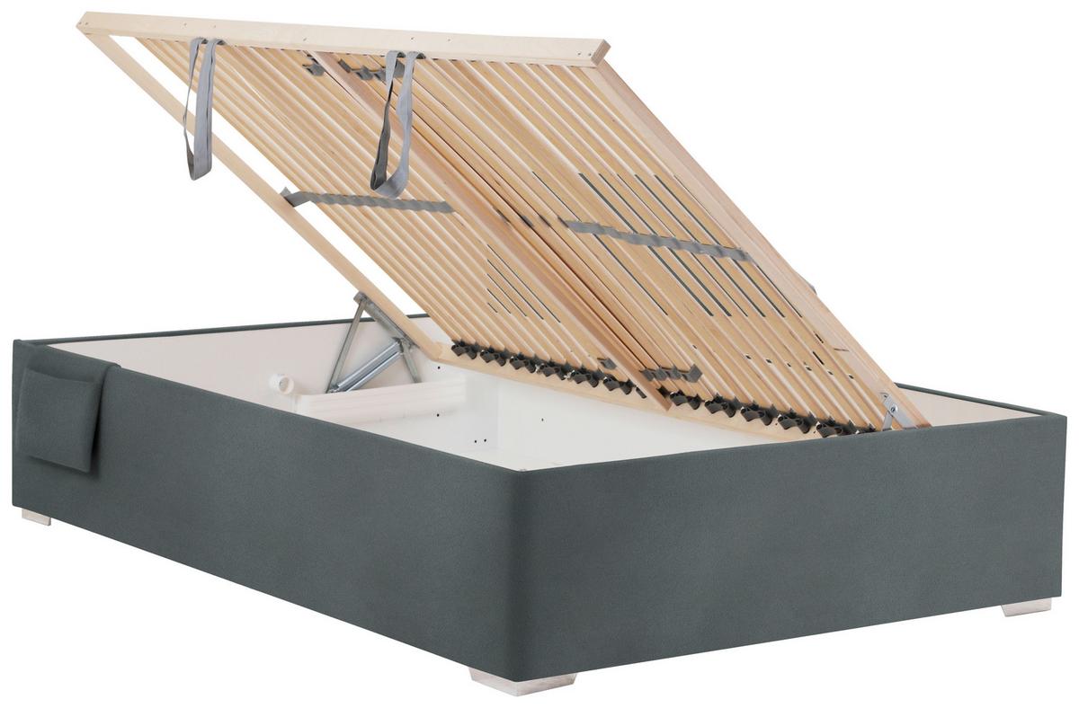 Bett Remi Graphitfarben ca. 120x200cm - Chromfarben/Graphitfarben, KONVENTIONELL, Holz/Kunststoff (120/200cm) - Mömax