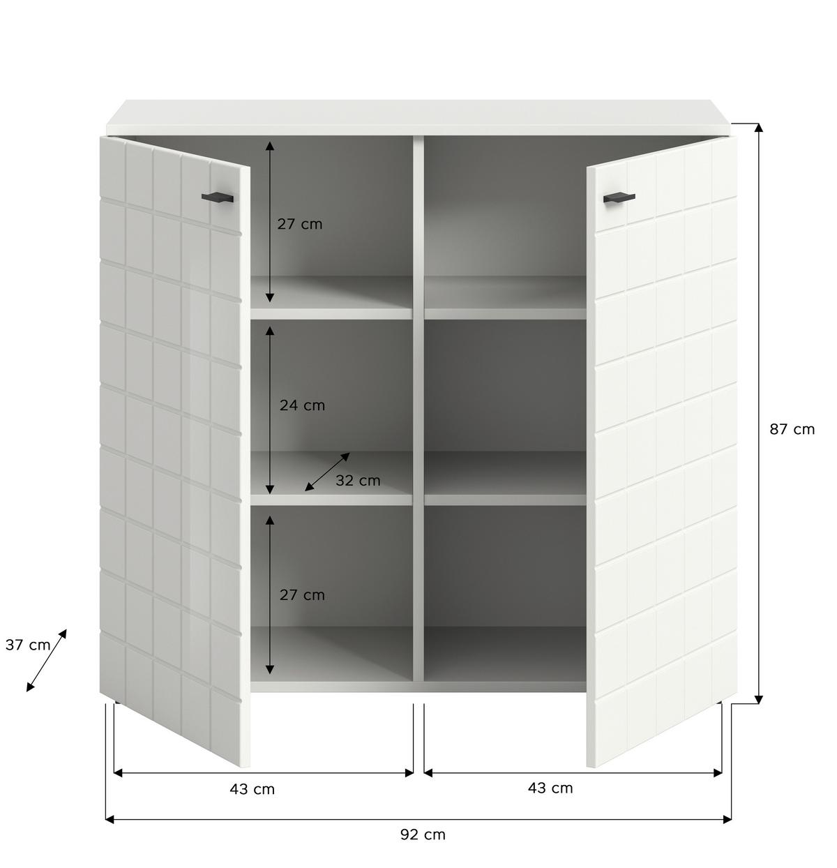 Komoda Monte, Bela - črna/bela, Design, umetna masa/leseni material (92/86/37cm) - MID.YOU