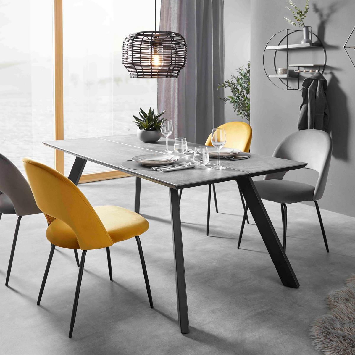 Jedilna Miza Litta, Temno Siva, Kovina - temno siva/črna, Moderno, kovina/leseni material (180/90/76cm) - Bessagi Home