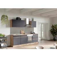Küchenblock Turin ohne Geräte ca. 240 cm Grau/Eiche - Eiche Wotan/Grau, Design, Holzwerkstoff (240cm) - Held