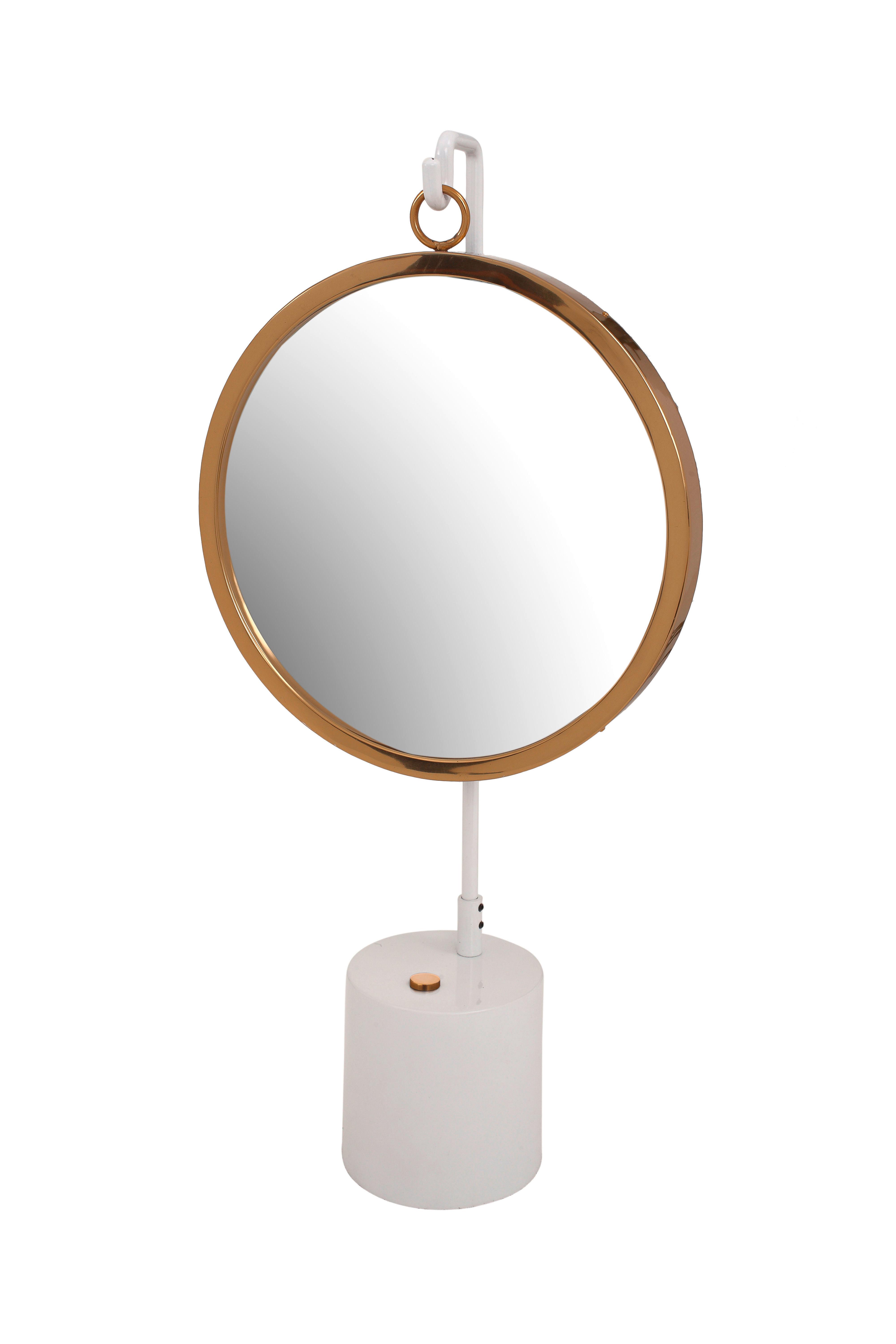 Tischspiegel Eleganca ca. 30x65x13 cm Weiß/Gold - Goldfarben/Weiß, LIFESTYLE, Glas/Metall (30/65/13cm) - Kayoom