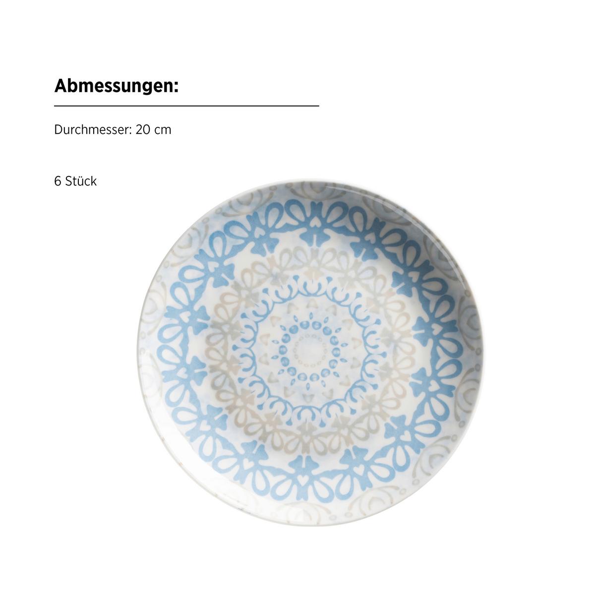 Tellerset 935625 Ornea Tellerset - Blau/Weiss, Basics, Keramik - Mäser