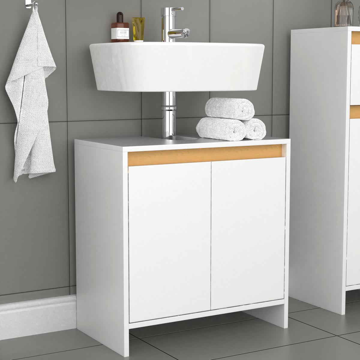 WASCHBECKENUNTERSCHRANK MALIRA - Honigeiche/Weiss, Modern, Holzwerkstoff (58/60/33cm) - MID.YOU