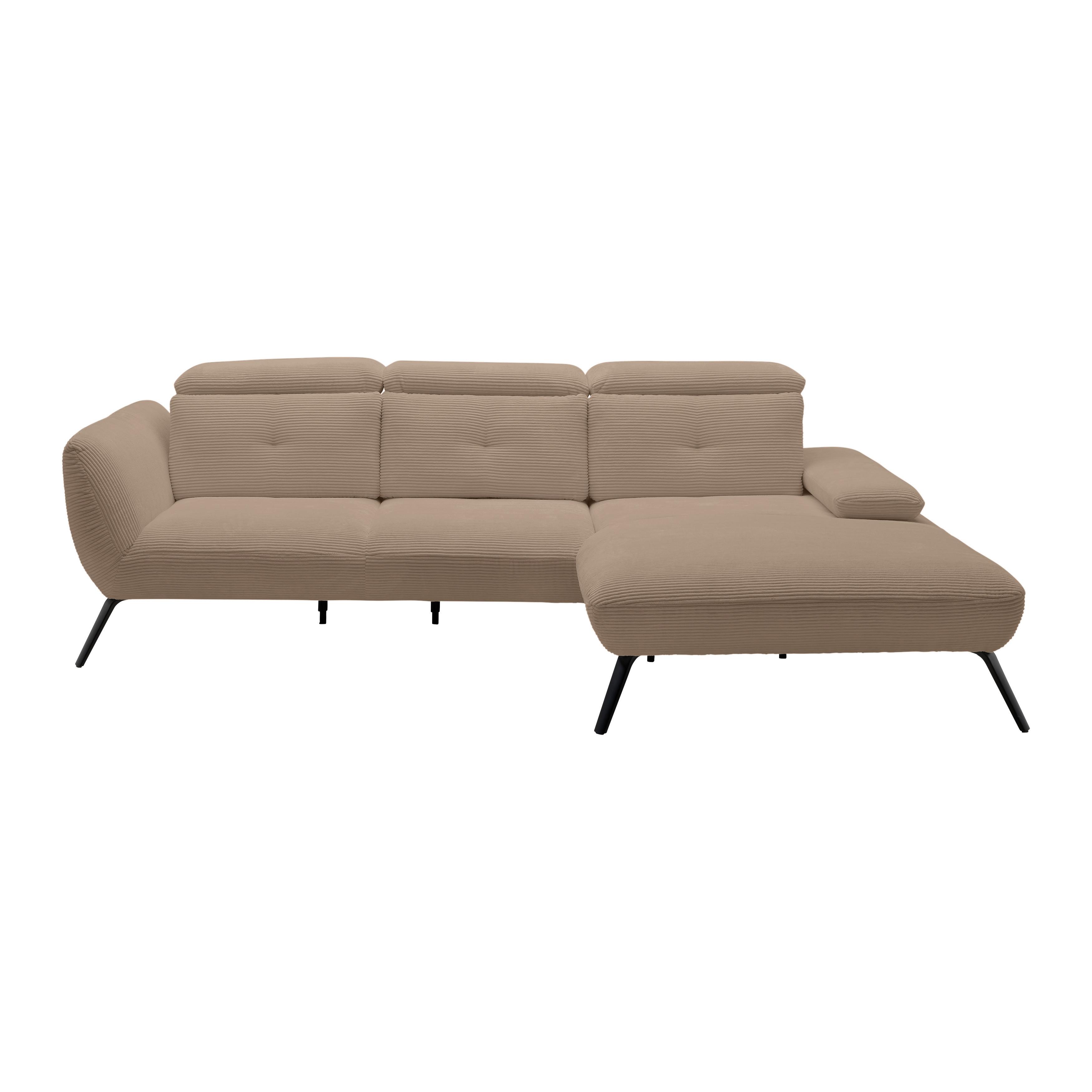 Wohnlandschaft Seattle Mokka - Schwarz/Weiß, MODERN, Holzwerkstoff/Textil (301/196cm) - Premium Living