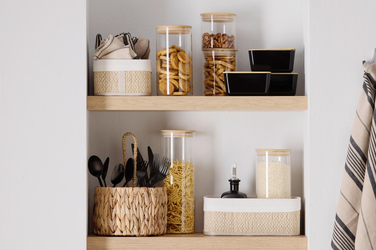 Vorratsdose Hedvig aus Glas Ø ca. 10cm - Naturfarben, Glas/Holz (10/10cm) - Zandiara