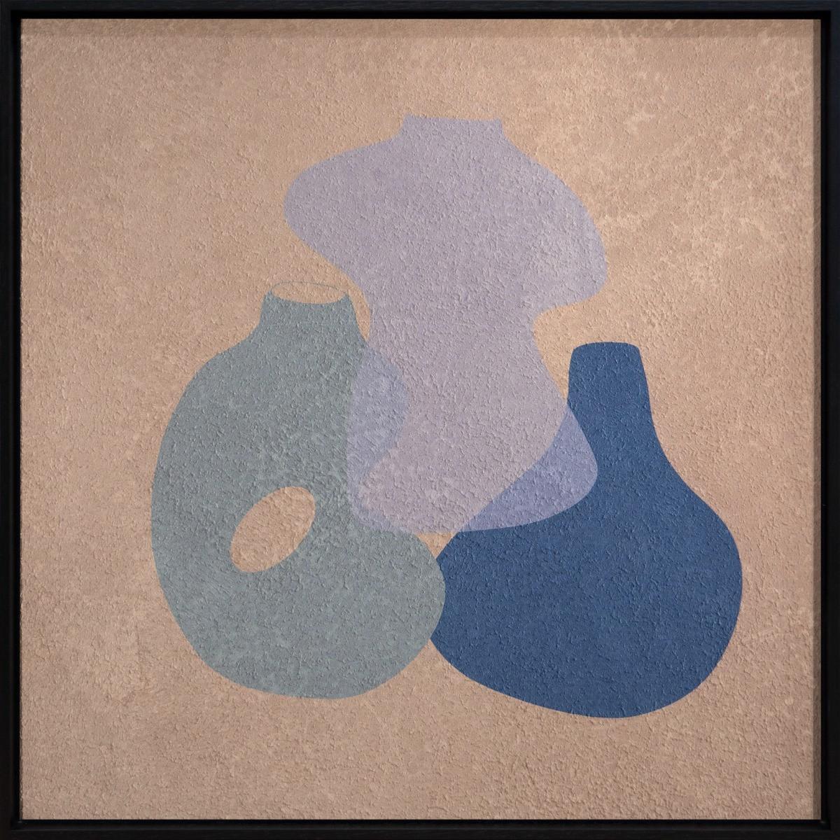 BILD BHM-ORIGINAL-026-100X100- - Blau/Beige, Basics, Holz/Metall (100/100/10cm)