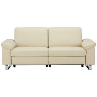 3-Sitzer-Sofa Carvara in Beige - Chromfarben/Beige, KONVENTIONELL, Leder/Metall (208/89/96cm) - Premium Living