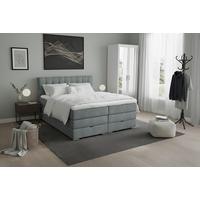 Boxspringbett London -Exklusiv- - Chromfarben/Dunkelgrau, Modern, Holz/Holzwerkstoff (160/200cm) - Premium Living
